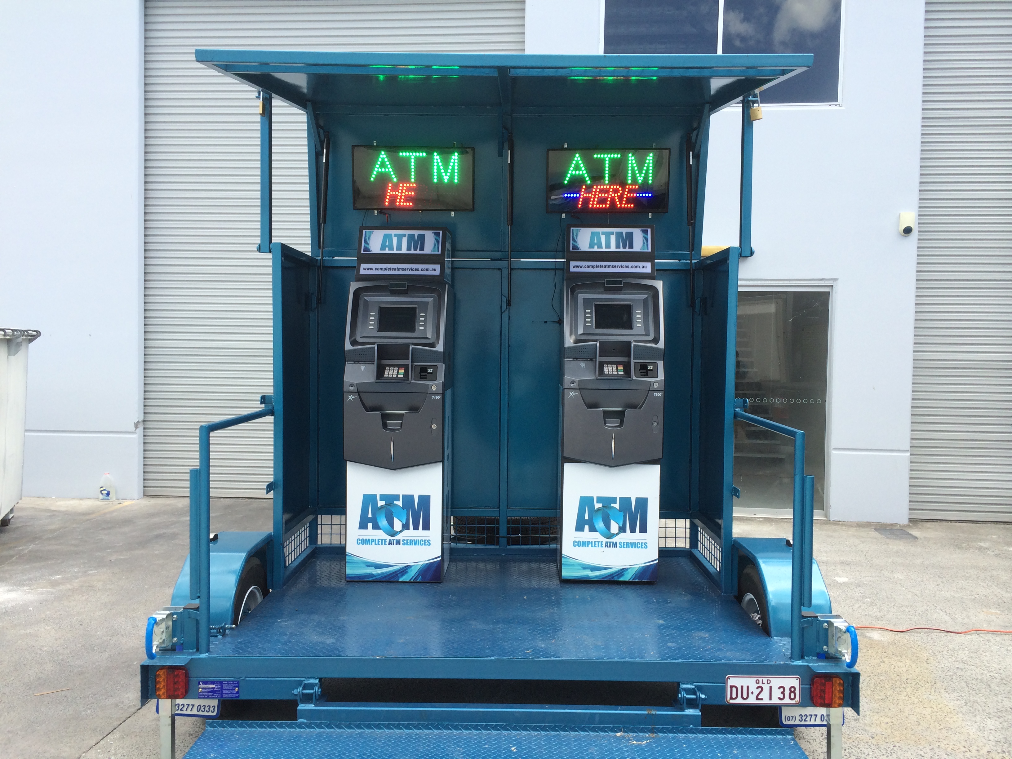 Blue ATM Trailor with 2 ATMs